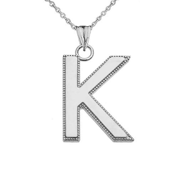 Sterling Silver Personalized Milgrain Letter "K" Initial Pendant