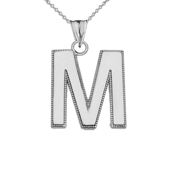 Sterling Silver Personalized Milgrain Letter "M" Initial Pendant