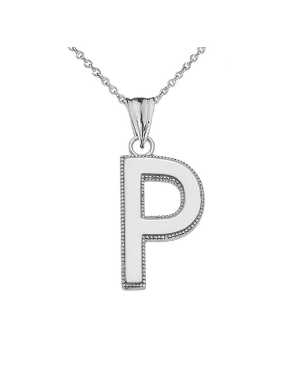 Sterling Silver Personalized Milgrain Letter "P" Initial Pendant