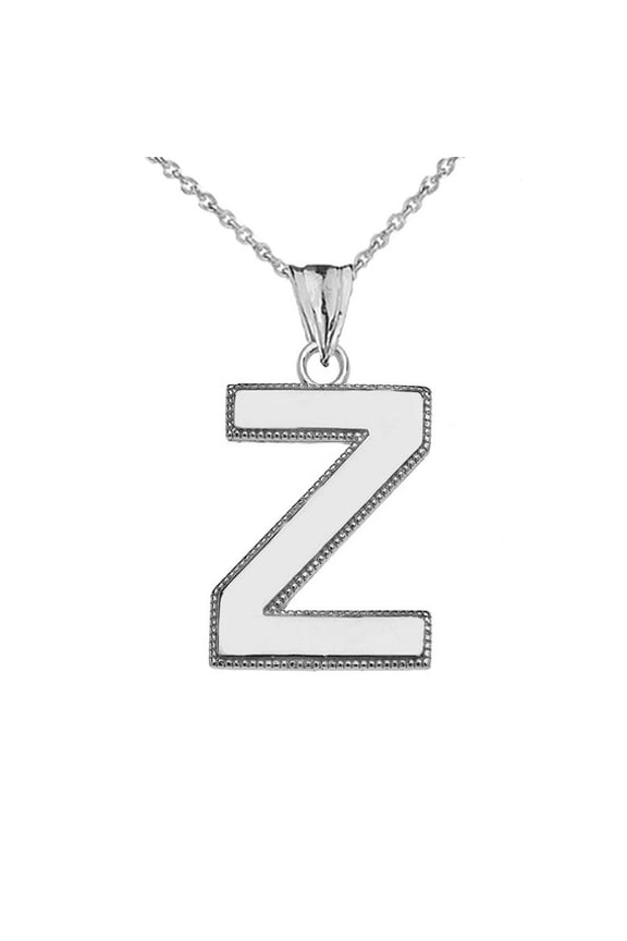 Sterling Silver Personalized Milgrain Letter "Z" Initial Pendant Necklace (22" chain)