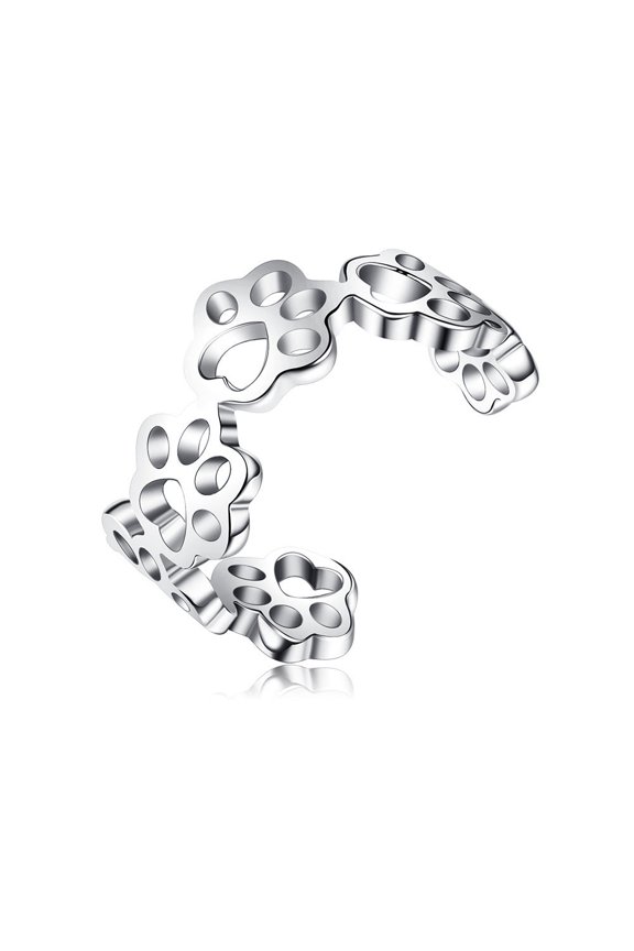 Sterling Silver Pet Claw Marks Ring: Simple, Geometric Design with Zircon Inlay for Women