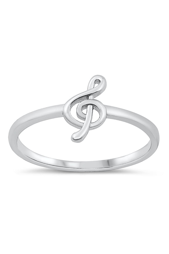 Sterling Silver Petite Music Note Ring Size 6