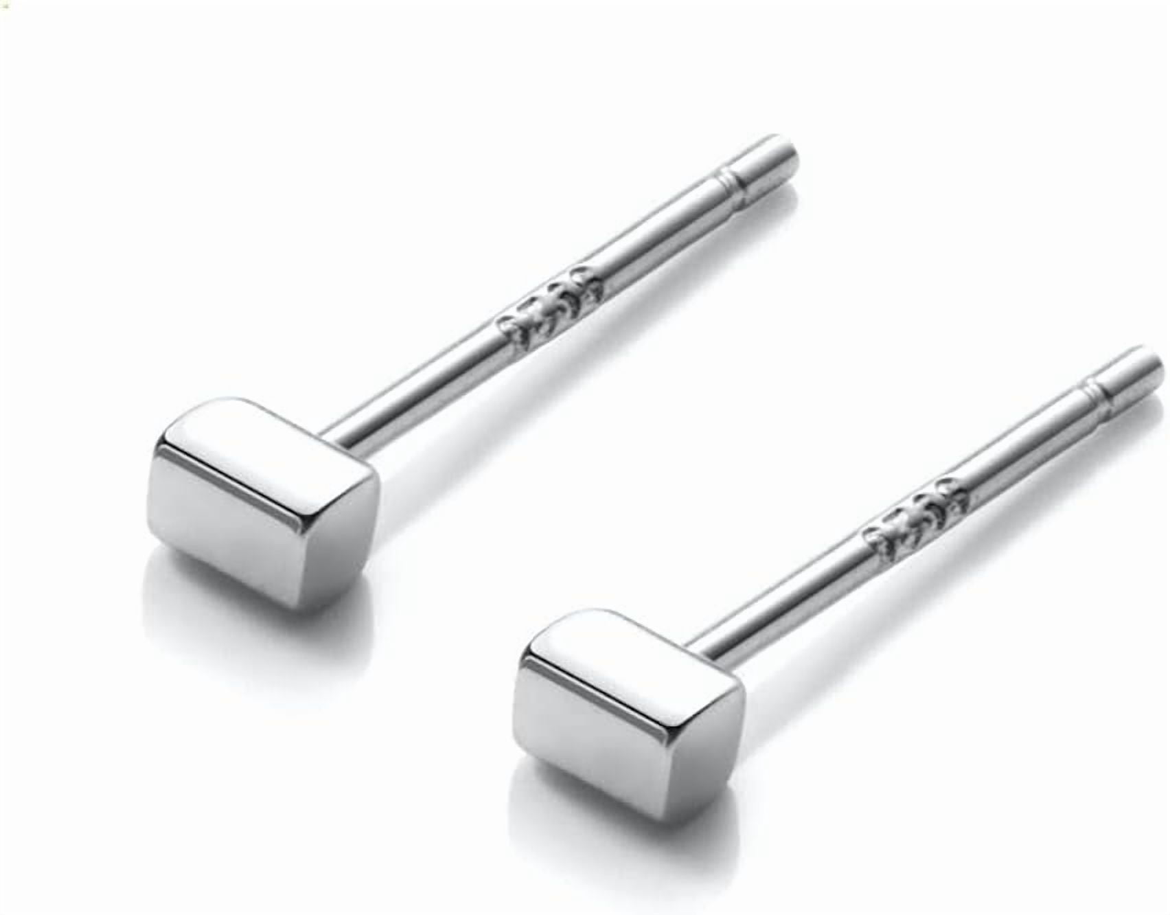Sterling Silver Petite Premium Stud Earrings, Non-Allergenic Minimalist Flat Bar Earrings[m643]