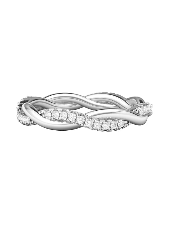 Sterling Silver Petite Twist Full Eternity Ring Simulated Diamond Interwind Wedding Band Matching Ring For women (6.5)
