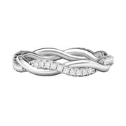 Sterling Silver Petite Twist Full Eternity Ring Simulated Diamond Interwind Wedding Band Matching Ring For women 6.5