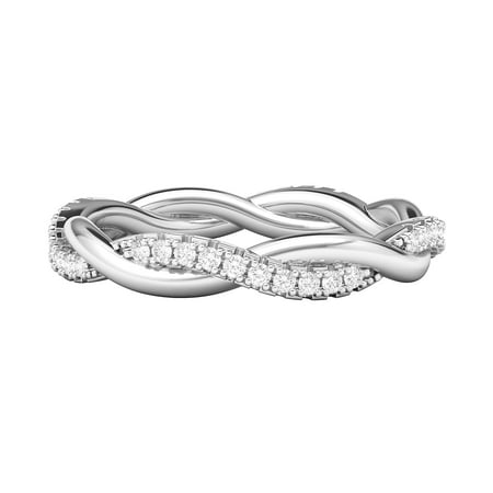 Sterling Silver Petite Twist Full Eternity Ring Simulated Diamond Interwind Wedding Band Matching Ring For women (7)