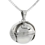 Sterling Silver Photo Ball Locket Necklace For Six Pictures 7/8 inch, 18 inch BX_24