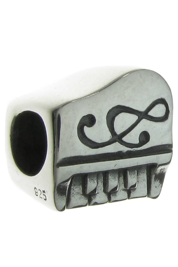 Sterling Silver Piano Keyboard Treble G Clef European Style Bead Charm