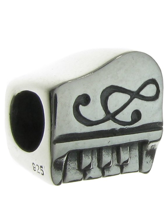 Sterling Silver Piano Keyboard Treble G Clef European Style Bead Charm