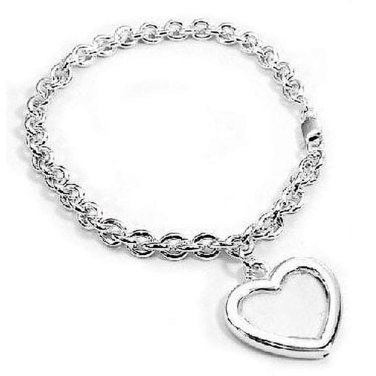 Sterling Silver Picture Frame or Locket Photo Holder on Charm Chain Bracelet