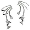 thumbnail image 1 of Sterling Silver Pierceless Left And Right Small Dolphin With Cubic Zirconia Ear Cuff Wrap, 1 of 1