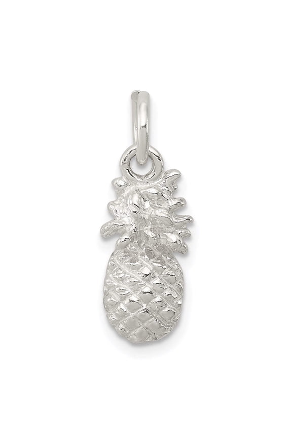 925 Sterling Silver Solid Polished Pineapple Charm 17x7.5mm Wide Pendant Necklace for Women