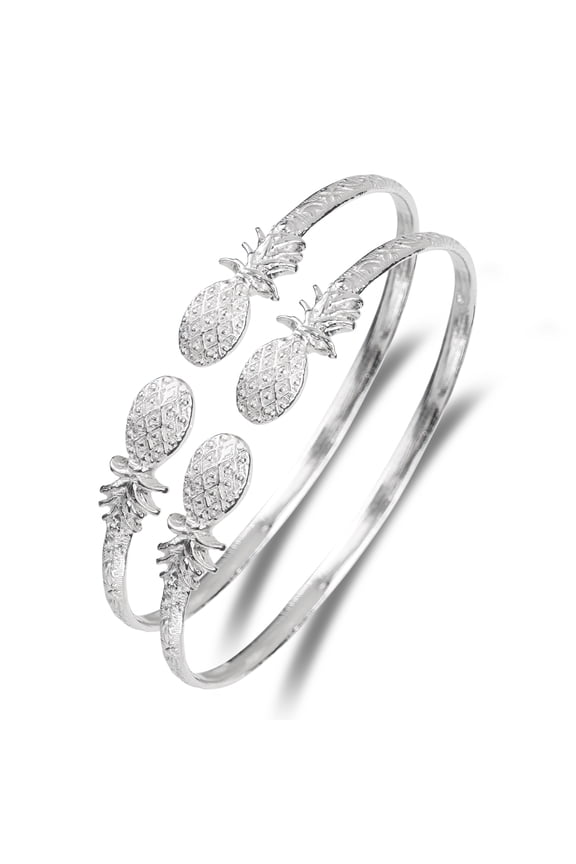 Sterling Silver Pineapple West Indian Bangles (1 pair)