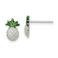 thumbnail image 1 of Sterling Silver Pineapple with Green Enamel Post Earrings, 1 of 3