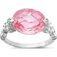 thumbnail image 1 of Sterling Silver Pink And Clear Cz Ring (Size 8) Made In China qr1398-8, 1 of 5
