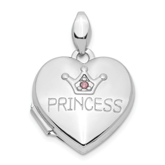 Sterling Silver Pink CZ 16mm Locket