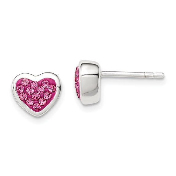 Sterling Silver Pink CZ Heart Post Earrings Sterling Silver Earrings