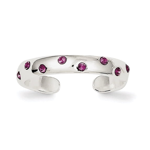 Sterling Silver Pink Cubic Zirconia Toe Ring