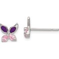thumbnail image 1 of Sterling Silver Pink Cz Enameled Post Earrings (8 X 8) Made In India qe8639, 1 of 5