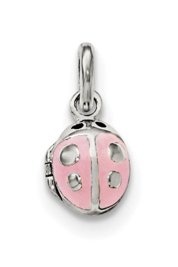 Sterling Silver Pink Enamel Ladybug Locket Pendant (17 X 8.25) Made In Thailand qp4083