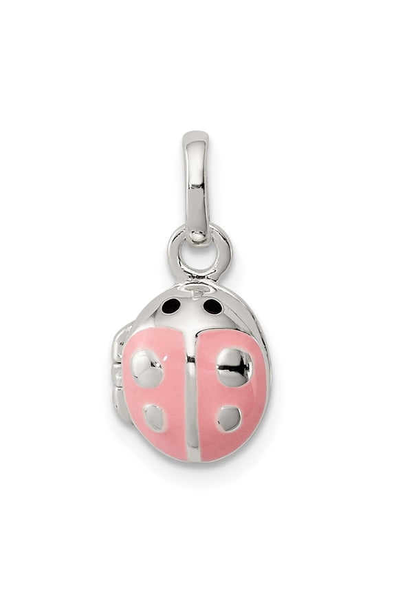 Sterling Silver Pink Enamel Ladybug Locket Pendant