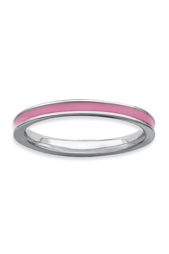Sterling Silver Pink Enameled 2.25mm Ring
