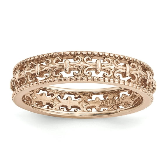 Sterling Silver Pink-Plated Carved Band