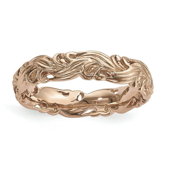 Sterling Silver Pink-Plated Carved Band