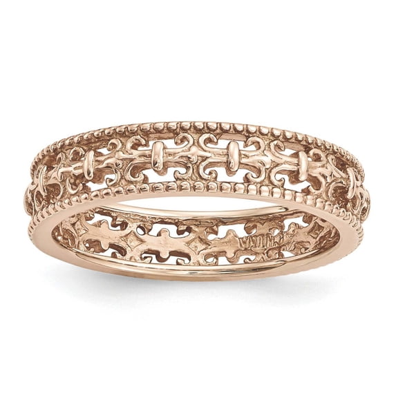 Sterling Silver Pink-Plated Carved Band