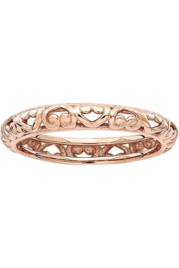 Sterling Silver Pink-Plated Carved Ring