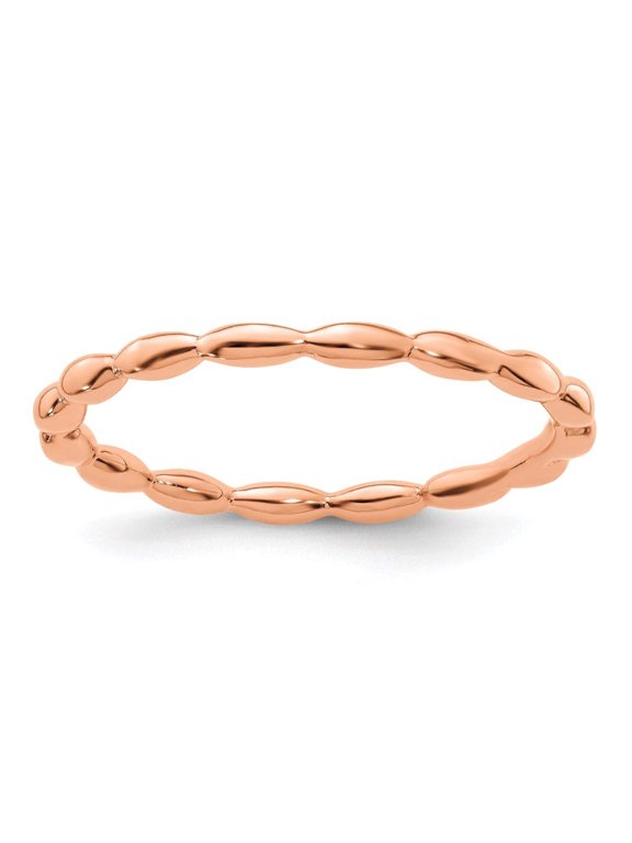 Sterling Silver Pink-Plated Rice Bead Ring