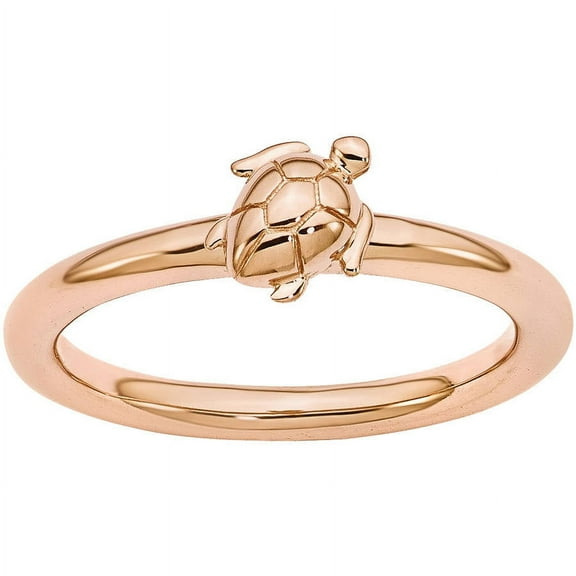 Sterling Silver Pink-Plated Turtle Ring