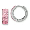 thumbnail image 1 of Sterling Silver Pink Preciosa Crystal Hinged Hoop Earrings Sterling Silver Earrings, 1 of 1