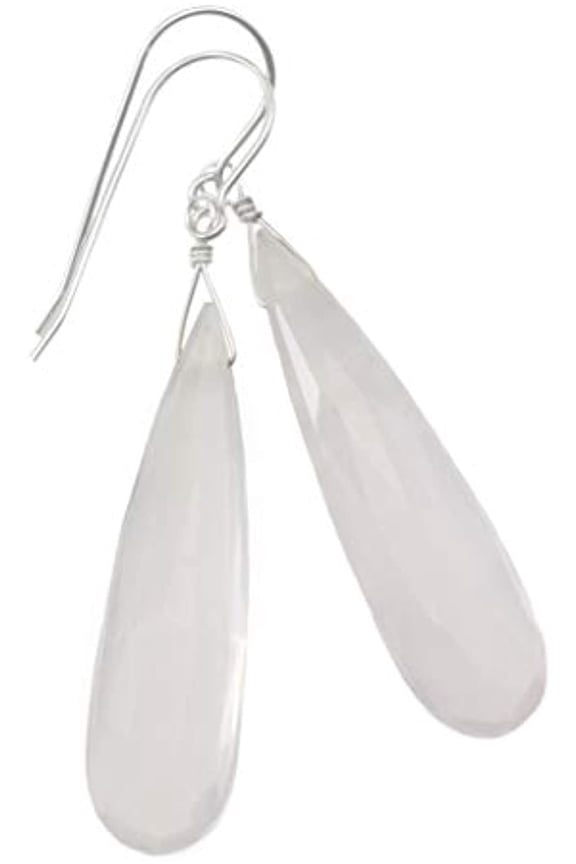 Sterling Silver Pink Rose Quartz Earrings Large Long Faceted Cut Teardrops Soft Pink Briolette Drops 2 In Designed for Adult Women