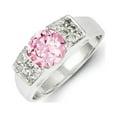 thumbnail image 1 of Sterling Silver Pink Round With Pave Sides Cubic Zirconia Ring - Size 6 - Measures 7mm Wide, 1 of 1