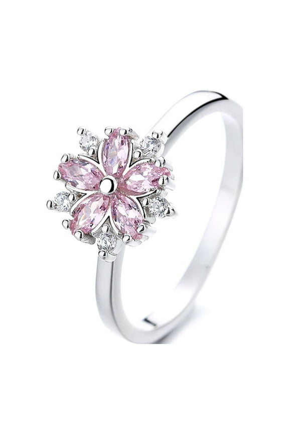 Sterling Silver Pink Sapphire Flower Ring