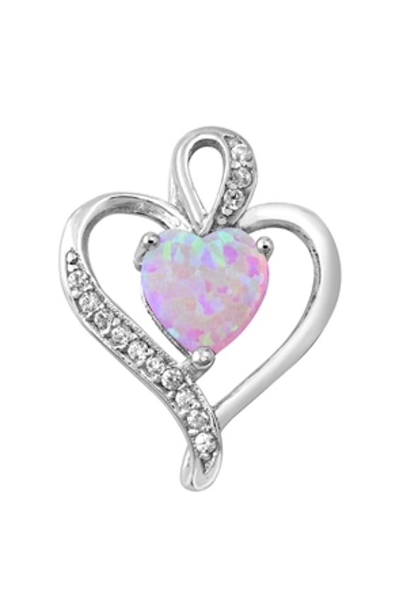 Sterling Silver Pink Simulated Opal Heart Pendant Swirl Rope Twist Charm 925 New Jewelry Female