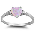 thumbnail image 1 of Sterling Silver Pink Synthetic Opal & Clear CZ Heart Ring Size 11, 1 of 3