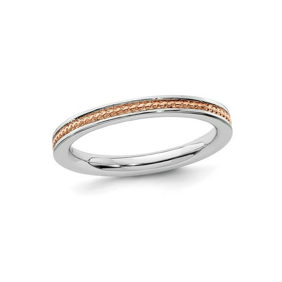 Sterling Silver Pink-plated Channeled Ring Band