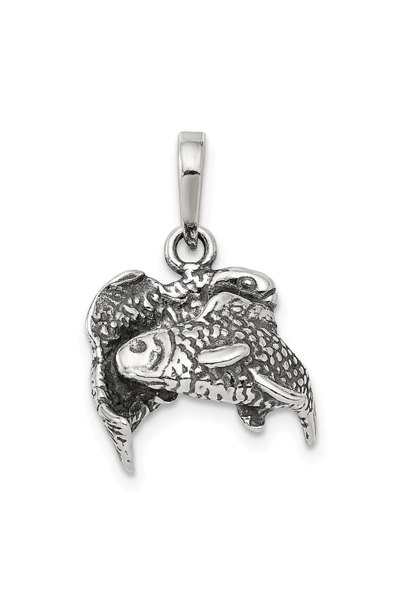 Sterling Silver Pisces Pendant Necklace with Dual Fish Design for Women or Unisex, Zodiac Astrology Jewelry with Intuitive Circular Symbol, Spiritual Celestial Water Sign Charm