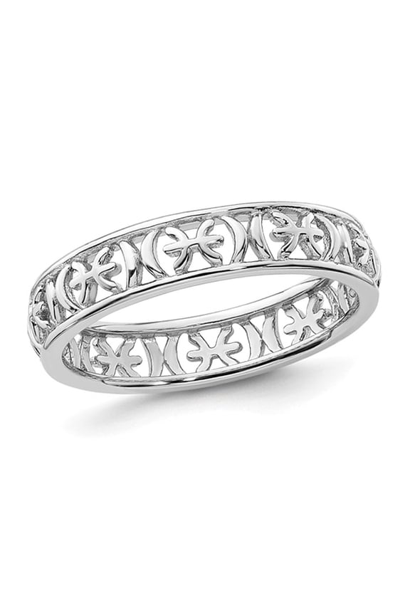 Gem & Harmony Sterling Silver Pisces Zodiac Astrology Ring Band for Women