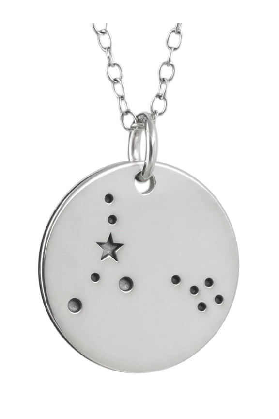 Sterling Silver Pisces Zodiac Horoscope Constellation Pendant Necklace, 18" Chain