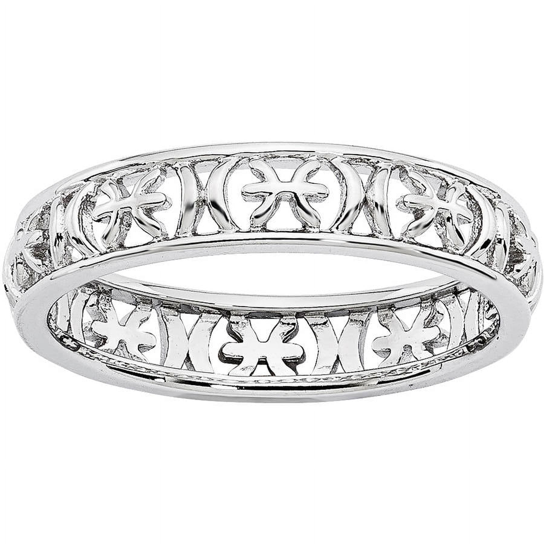 Sterling Silver Pisces Zodiac Ring