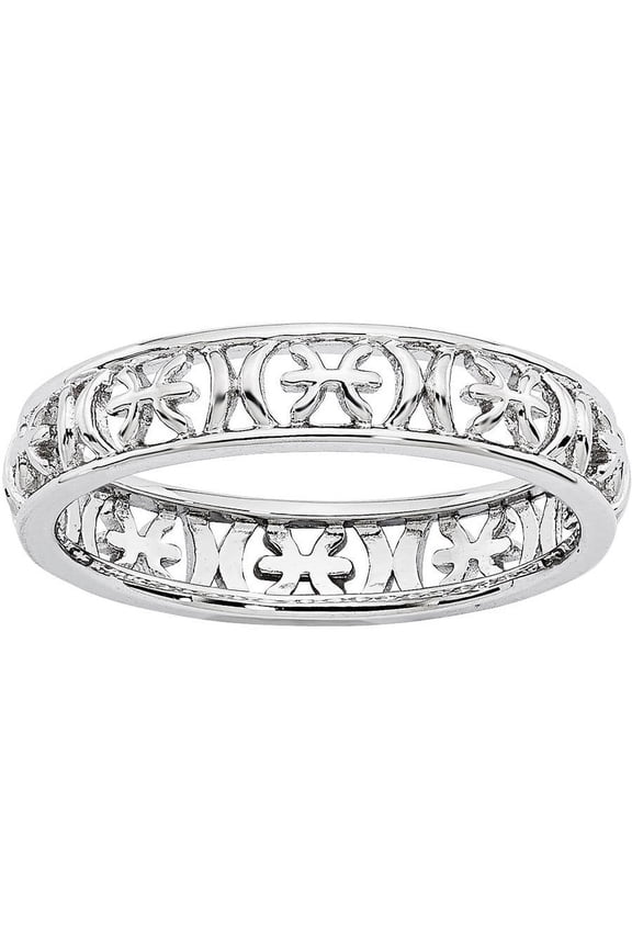 Sterling Silver Pisces Zodiac Ring