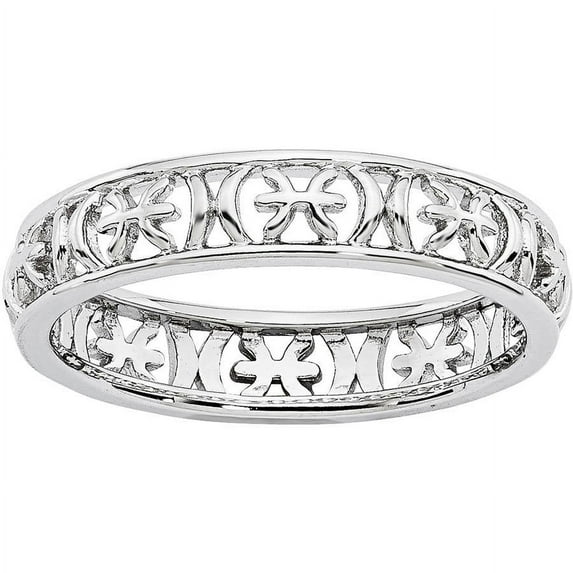 Sterling Silver Pisces Zodiac Ring