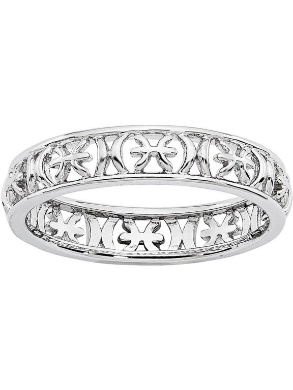 Sterling Silver Pisces Zodiac Ring