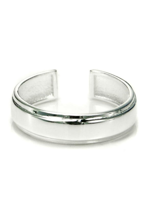 Sterling Silver Plain Adjustable Toe Band Ring w/ raised center