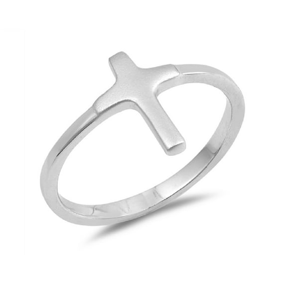 Sterling Silver Plain Cross Band Ring