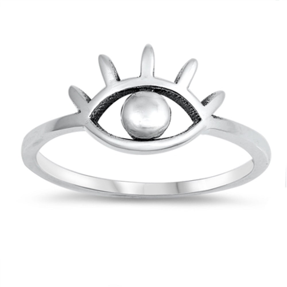 Dainty Crystal Evil Eye Ring - Silver | Ascend Crystals Salem