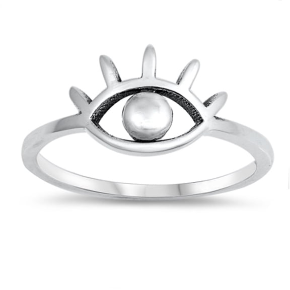 Sterling Silver Plain Evil Eye Ring Size 6